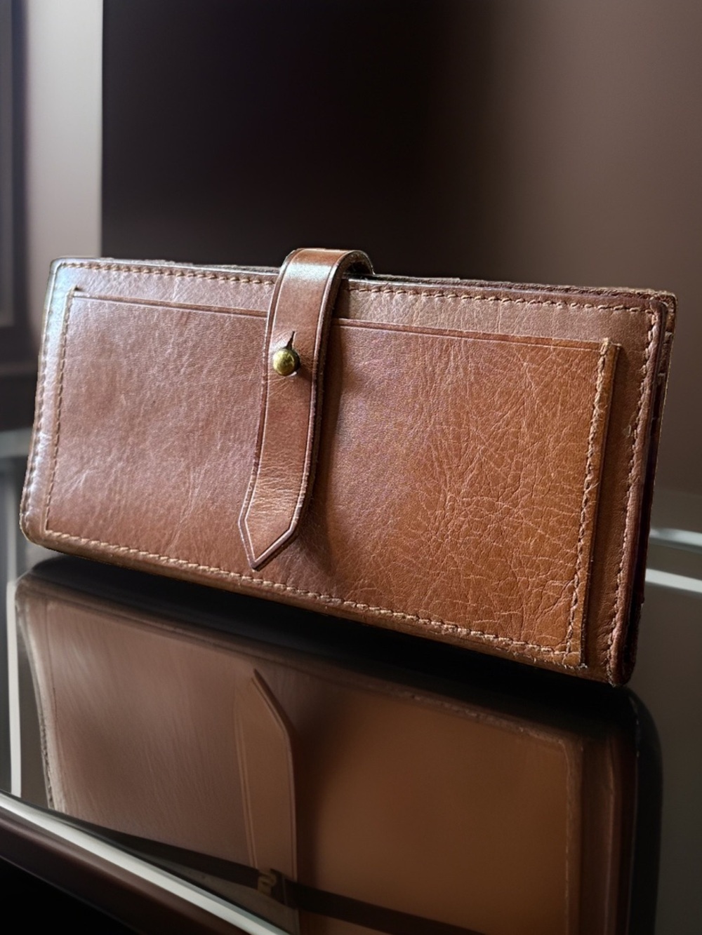Madewell English Saddle Leather Post Wallet 🤎